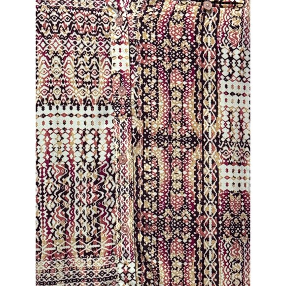 Kut From The Kloth Womens Multicolor Patterned Button-Front Blouse XL Polyester - Picture 2 of 8